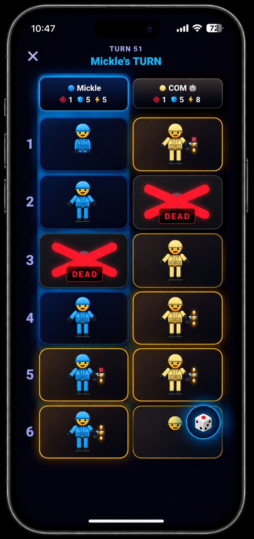 Shoot Arena gameplay screenshot showing a multiplayer match board
